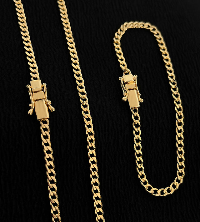 Conjunto Corrente e Pulseira Grumet 5mm Banhado a Ouro 18k, foto 4