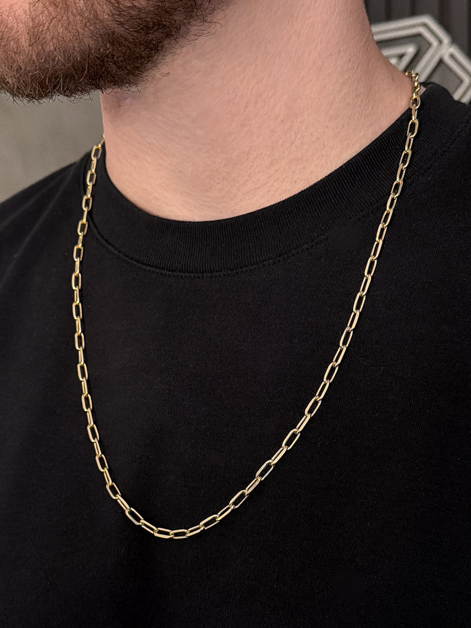 Corrente Cadeado Laminado 5mm Banhada a Ouro 18k