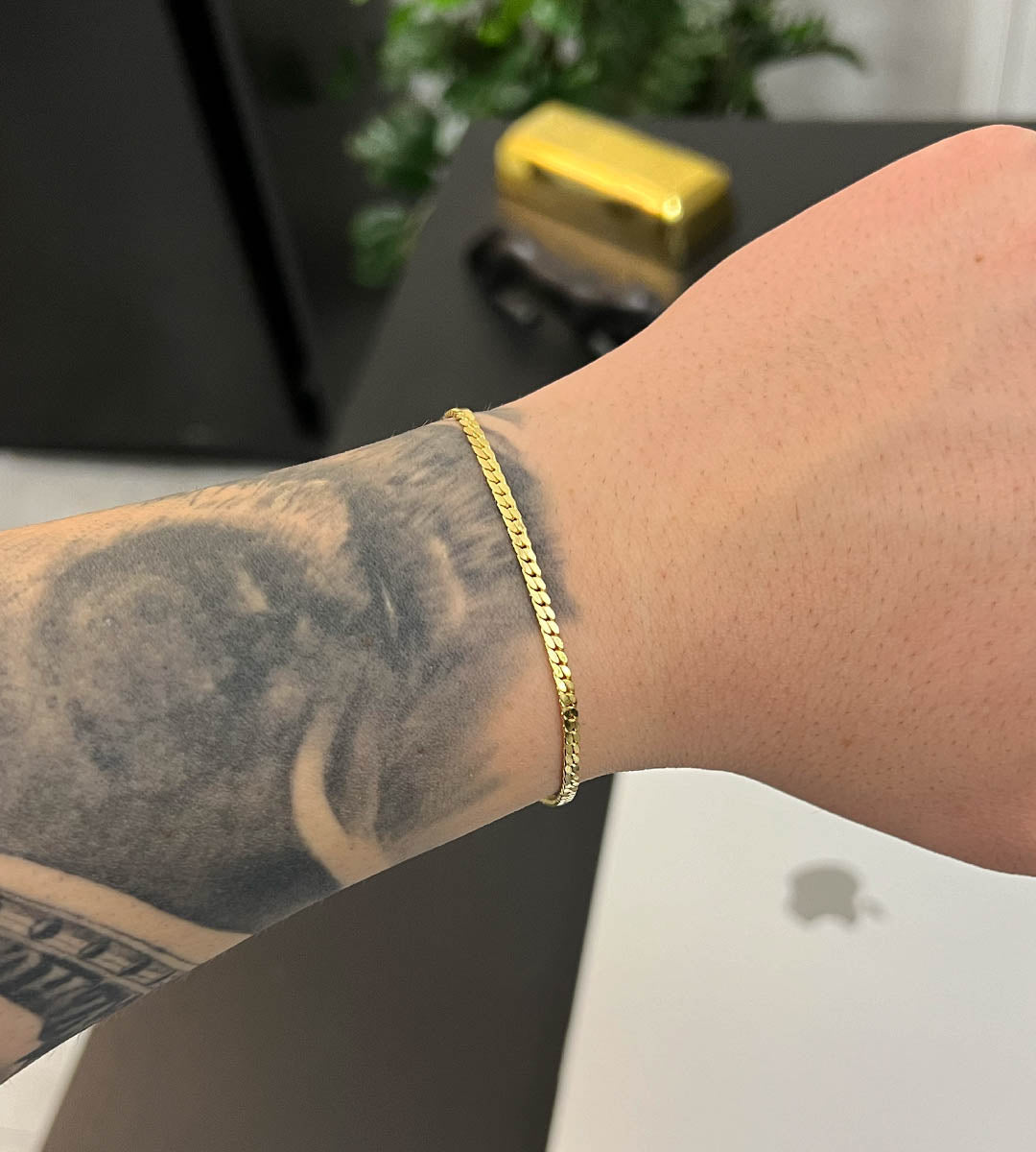 Pulseira Grumet Flat 3mm Banhada a Ouro 18k, foto 4