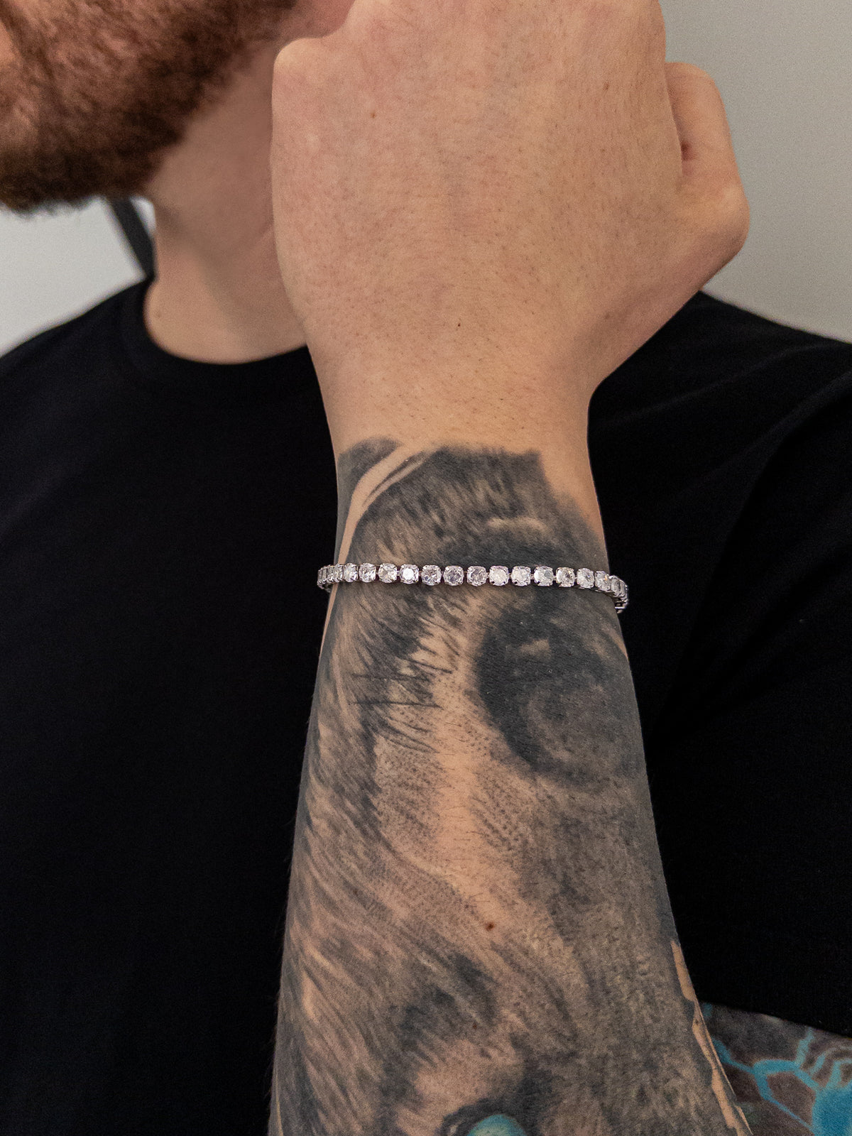 Pulseira Riviera Cravejada 4mm Banhada a Ouro Branco