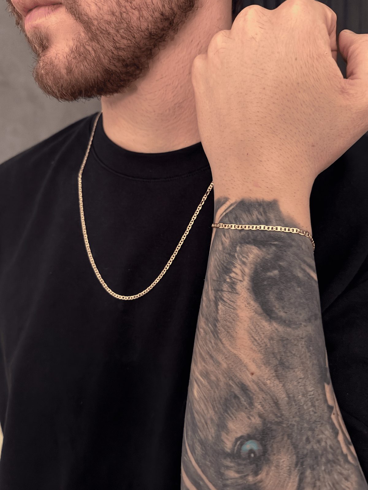 Conjunto Corrente e Pulseira Piastrini 3mm Banhado a Ouro 18k