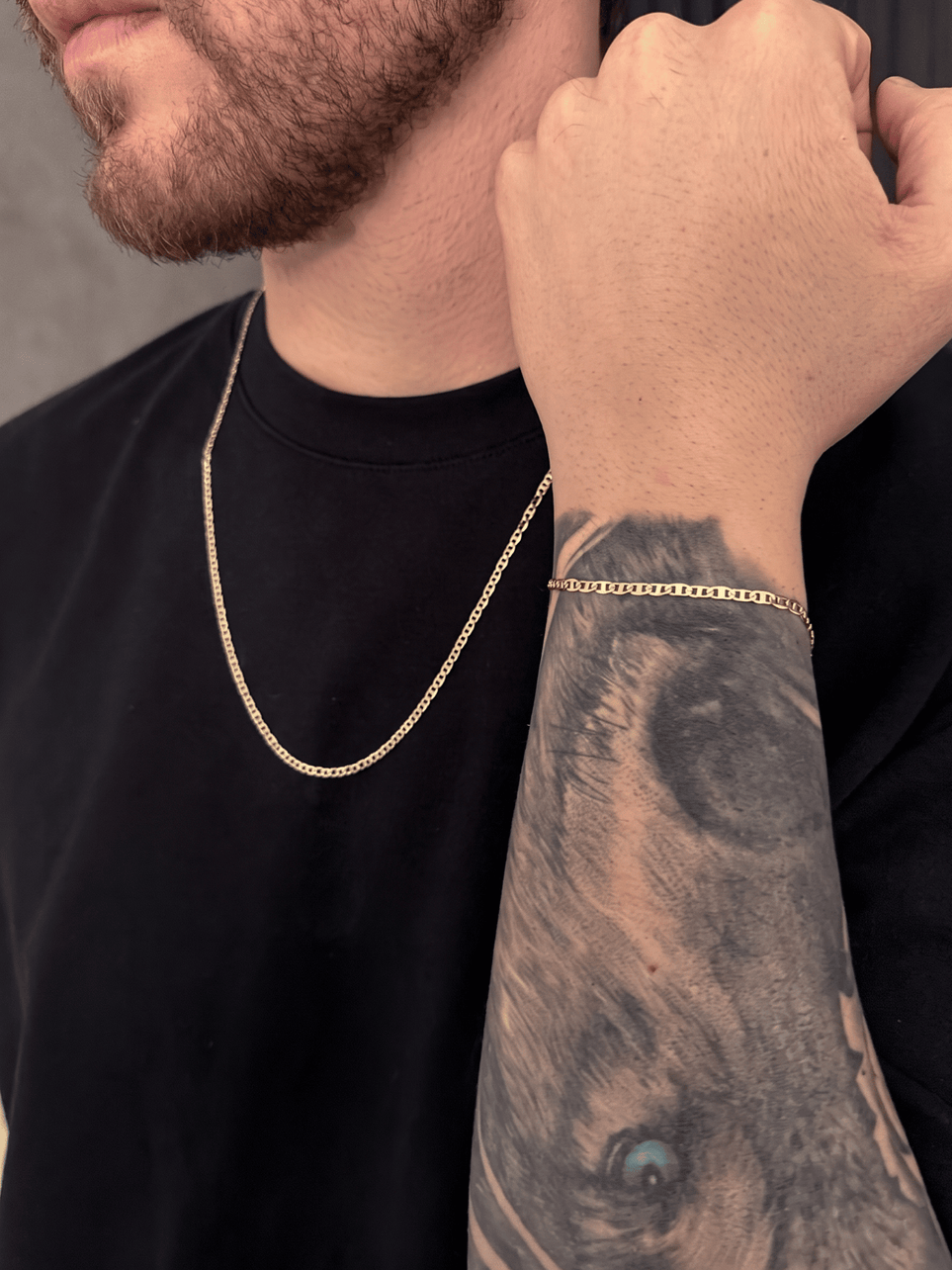 Conjunto Corrente e Pulseira Piastrini 3mm Banhado a Ouro 18k