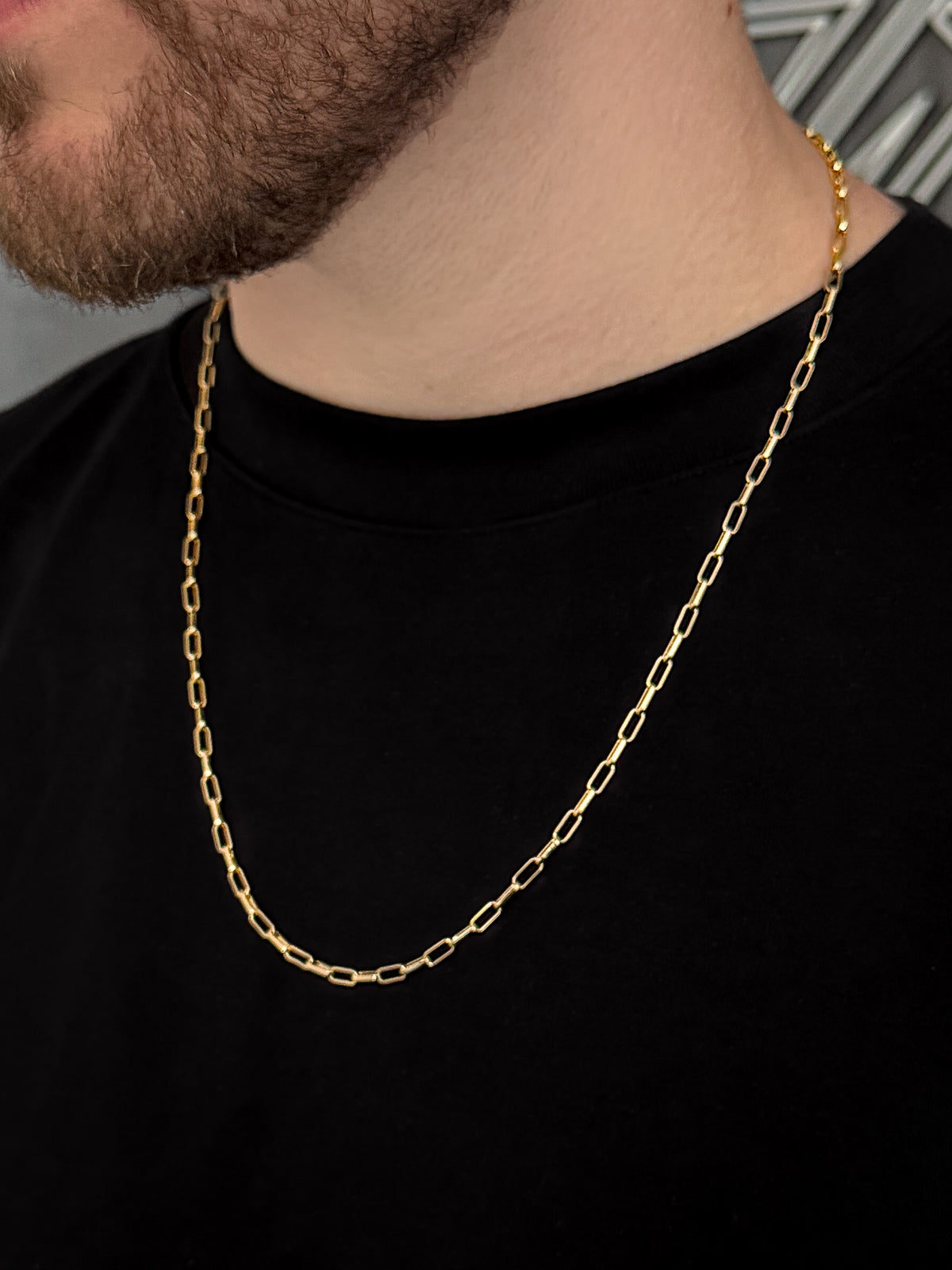 Conjunto Corrente e Pulseira Cadeado Laminado 3mm Banhado a Ouro 18k