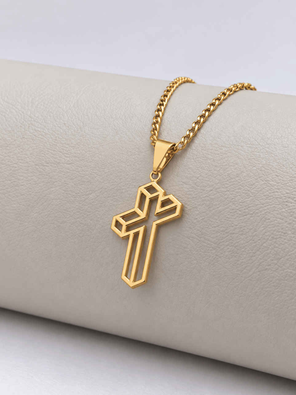 Pingente Cruz 3D Chapada Banhado a Ouro 18k