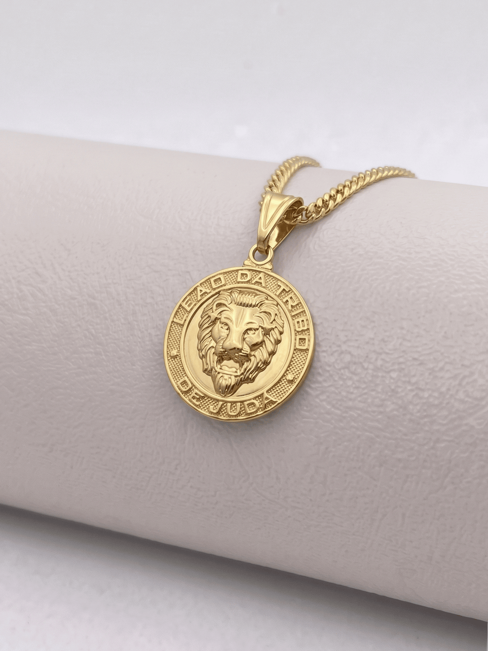 Pingente Medalha Leão Tribo de Judá Banhado a Ouro 18k