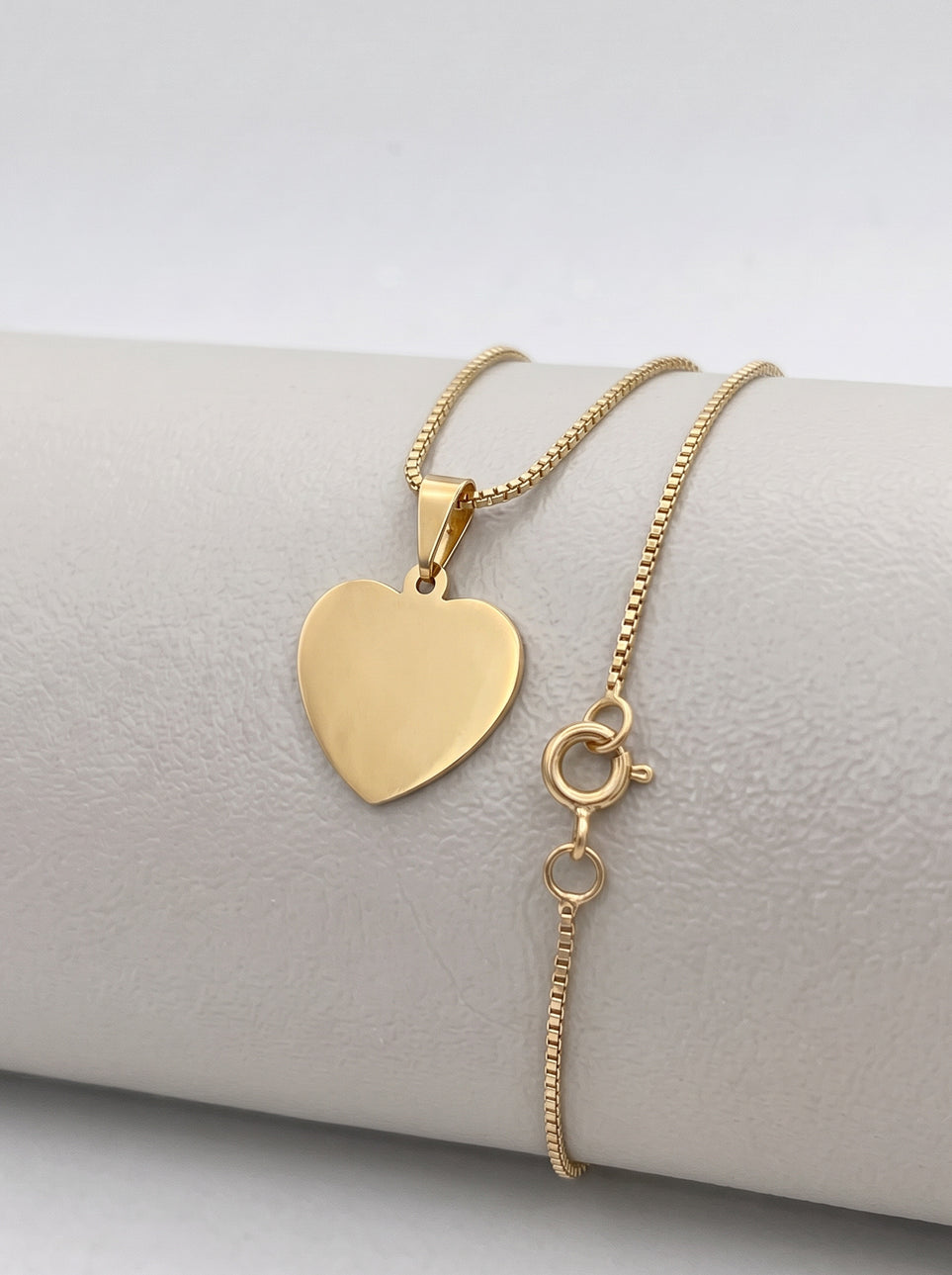 Corrente Veneziana 1mm com Pingente Plaquinha Coração Liso Personalizável Banhada a Ouro 18k
