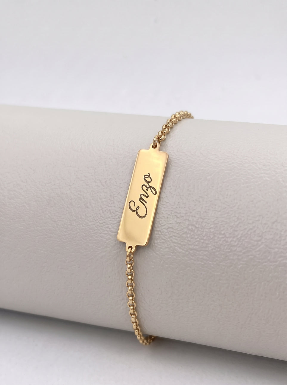 Pulseira Chapinha Lisa Personalizável Banhada a Ouro 18k