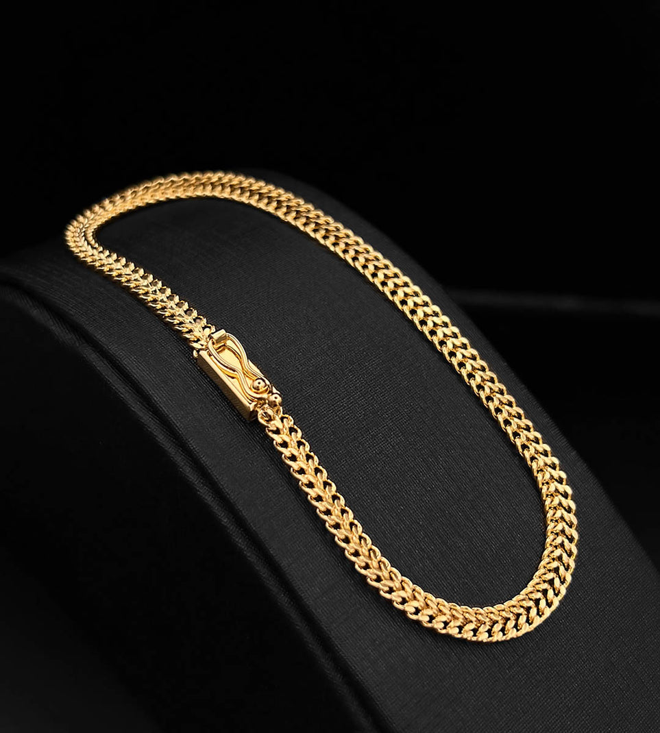 Pulseira Grumet Lacraia 4mm Fecho Gaveta Banhada a Ouro 18k