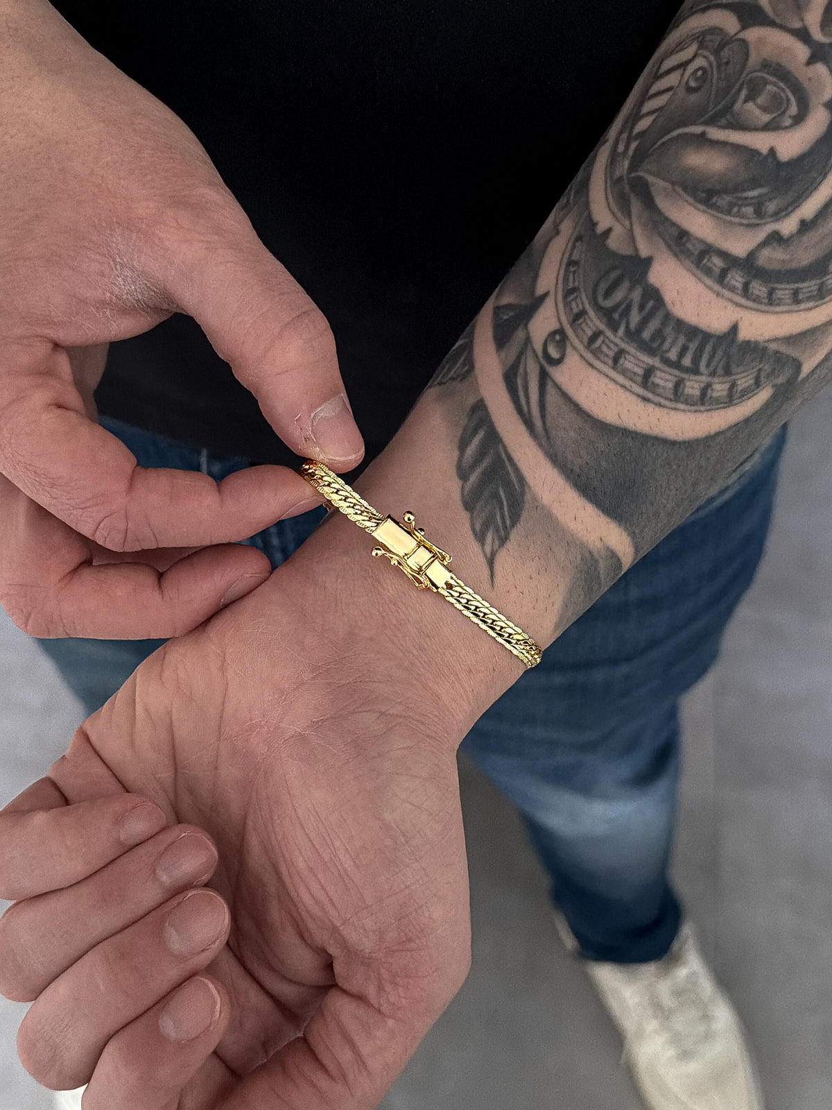 Pulseira Grumet Flat Detalhada 6mm Banhada a Ouro 18k, foto 6