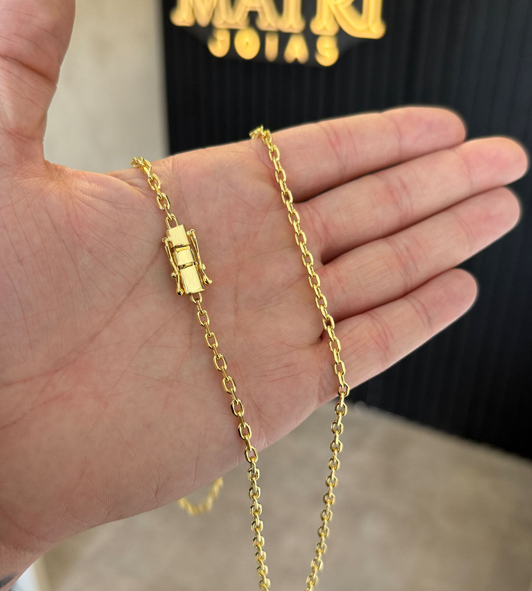 Corrente Cadeado 3mm Fecho Trava Dupla Banhada a Ouro 18k, foto 3