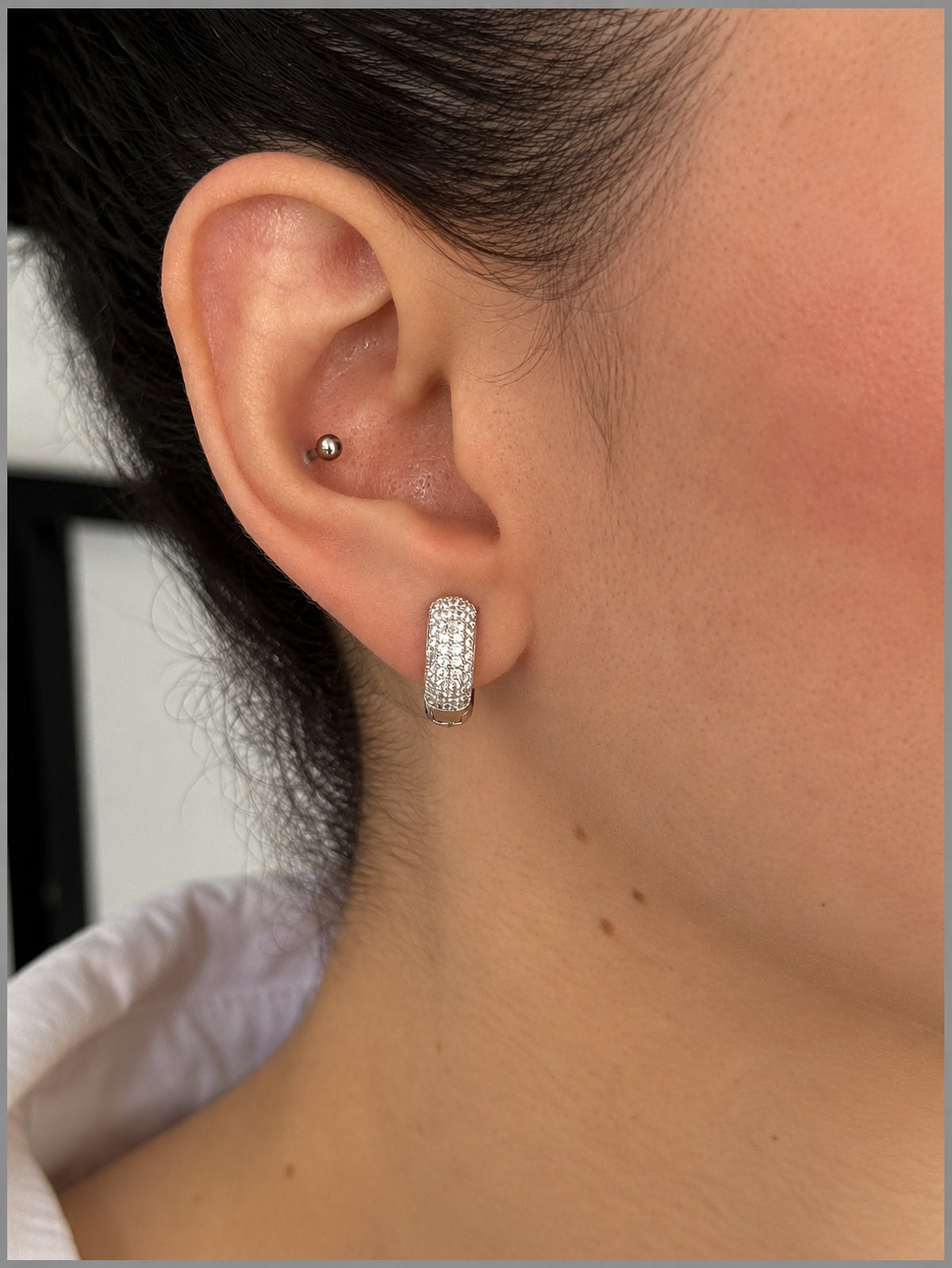 Brinco Argola 4 Fileiras Banhado a Ouro Branco