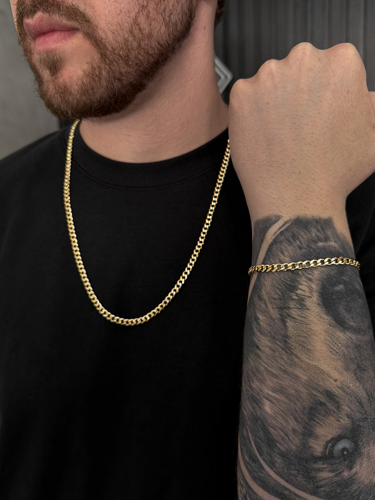 Conjunto Corrente e Pulseira Grumet 5mm Banhado a Ouro 18k, foto 2