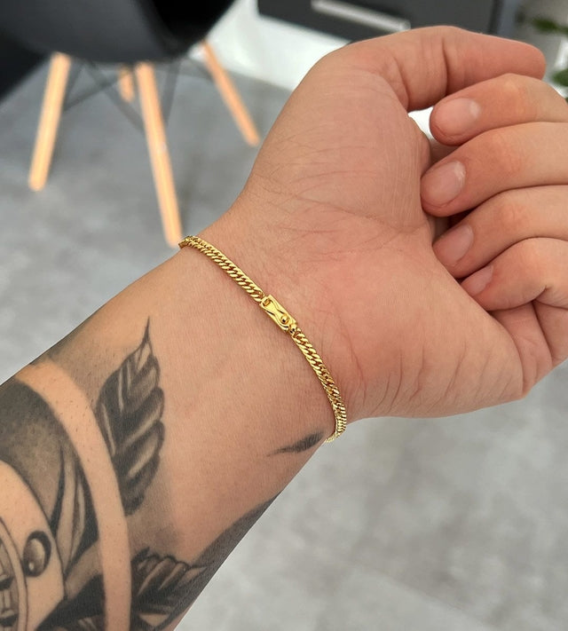 Pulseira Grumet Dupla 3mm Banhada a Ouro 18k