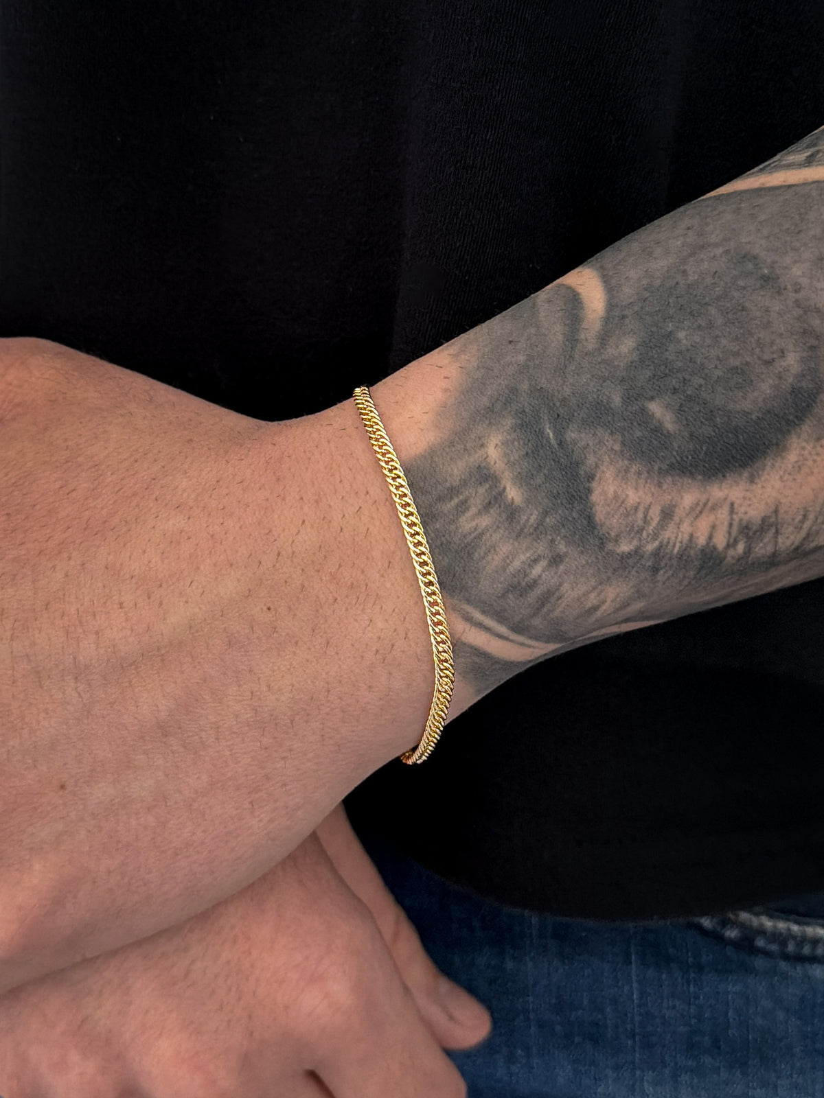 Pulseira Grumet Dupla 3mm Banhada a Ouro 18k, foto 3