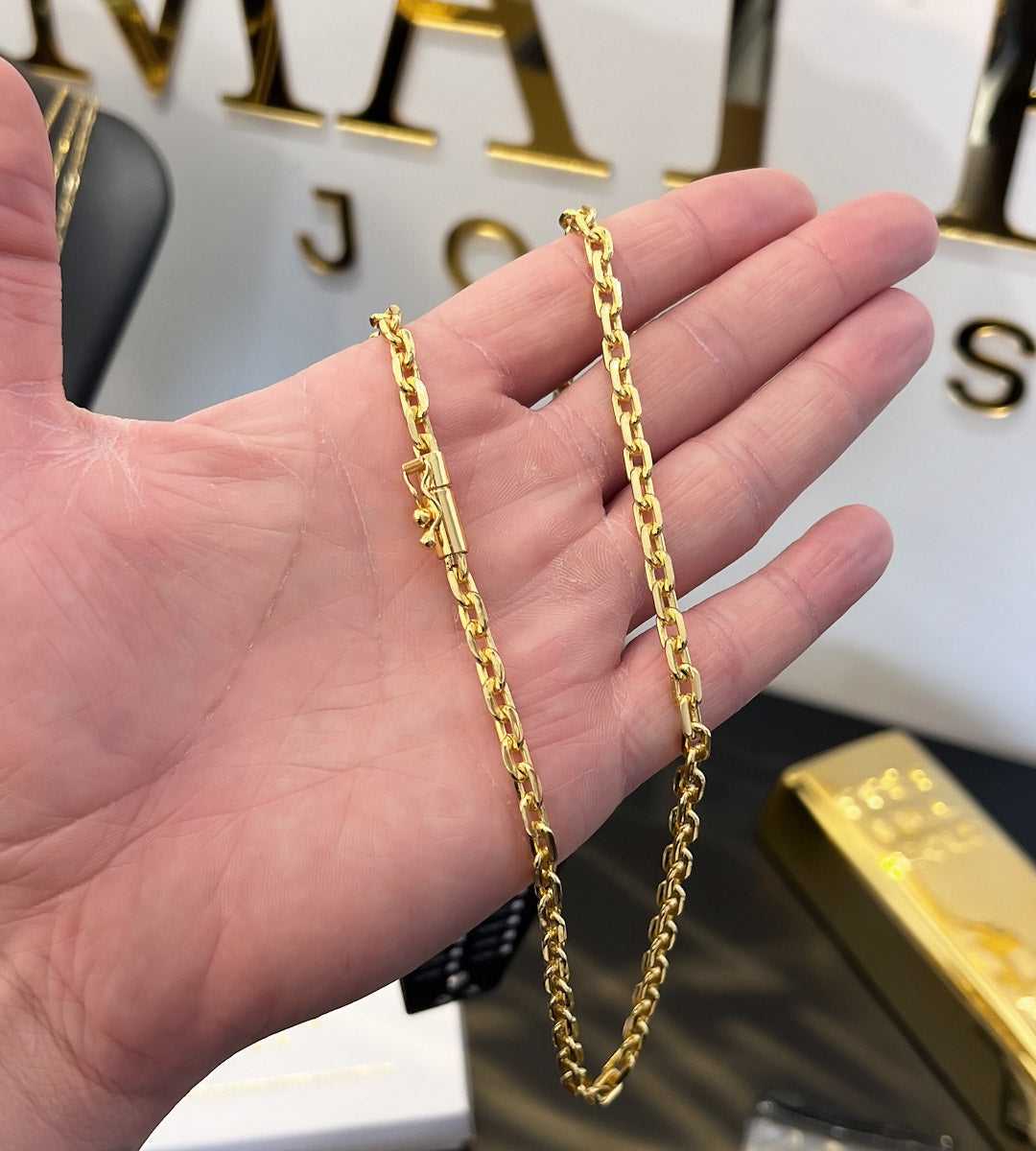 Corrente Cadeado 5mm Fecho Canhão Banhada a Ouro 18k, foto 2
