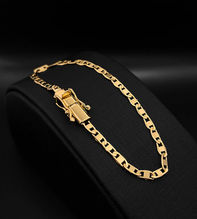 Pulseira Piastrini 4mm Fecho Trava Dupla Banhada a Ouro 18k