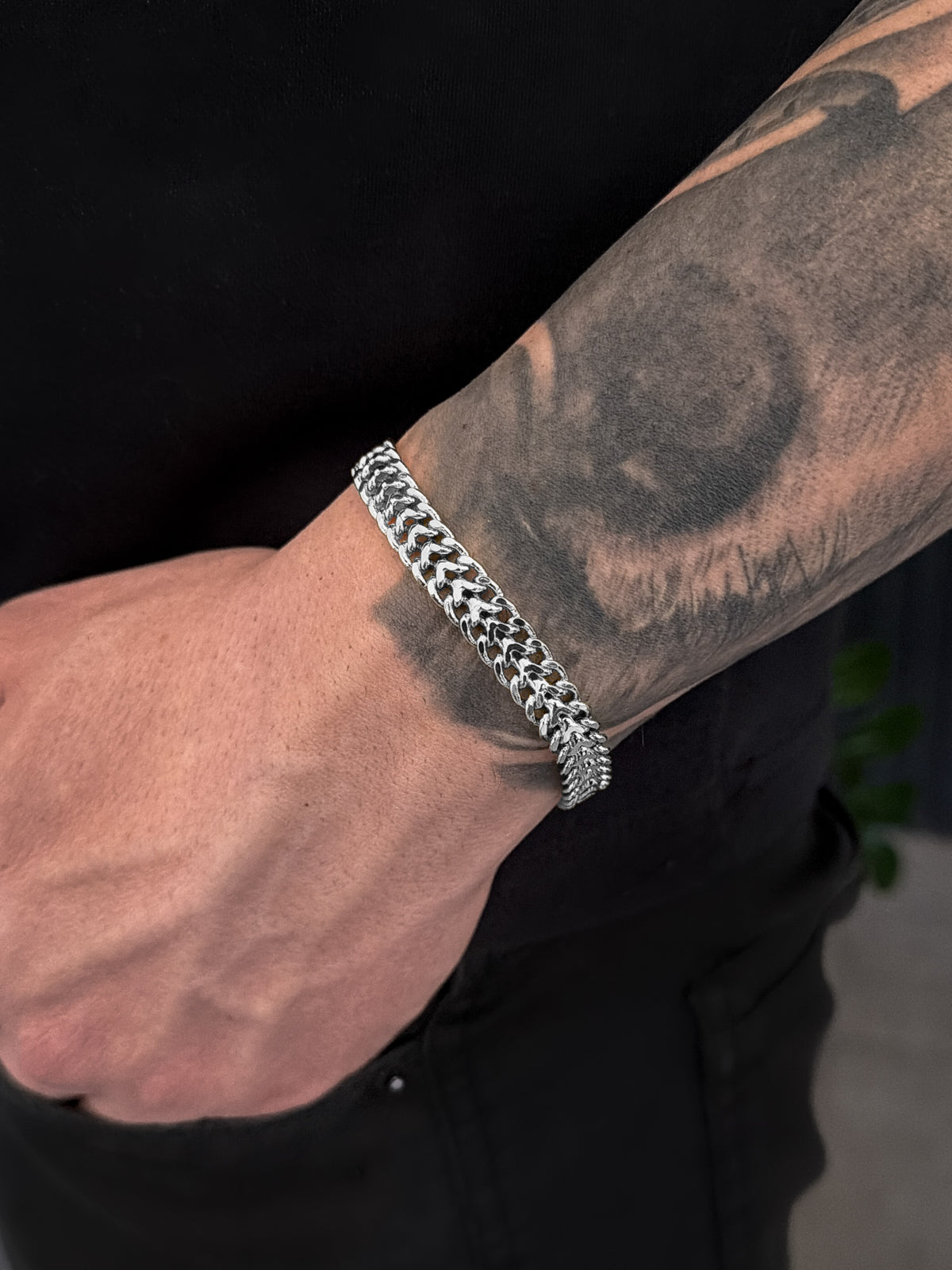 Pulseira Grumet Lacraia 9mm Banhada a Ouro Branco