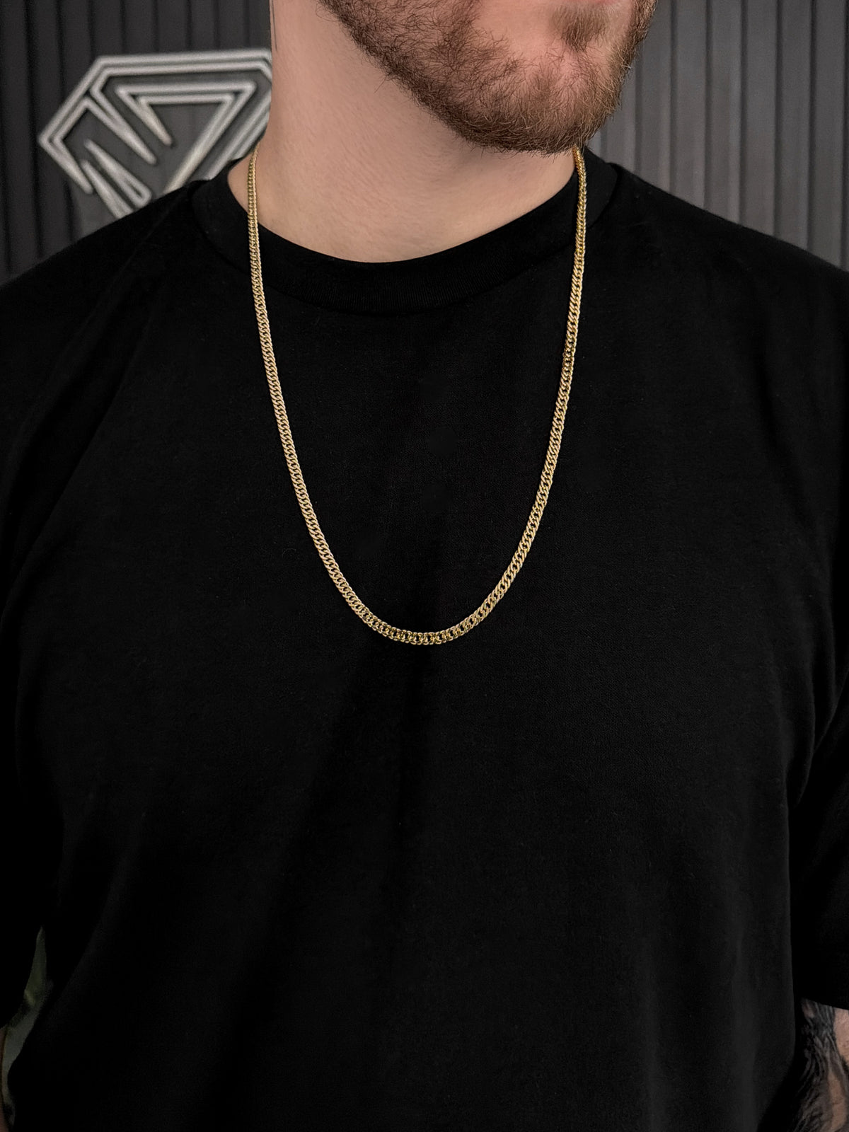 Conjunto Corrente e Pulseira Grumet Dupla 4mm Banhado a Ouro 18k