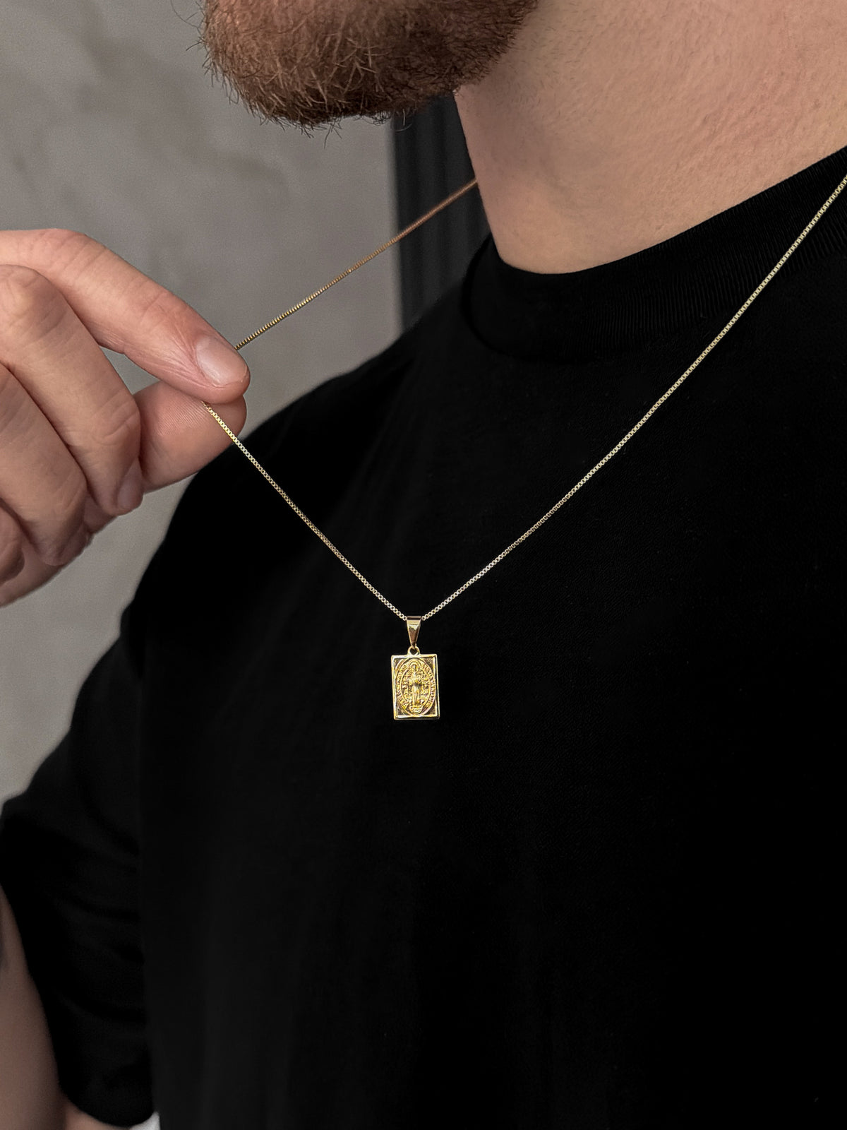 Corrente Veneziana com Pingente Plaquinha São Bento Banhada a Ouro 18k, foto 5