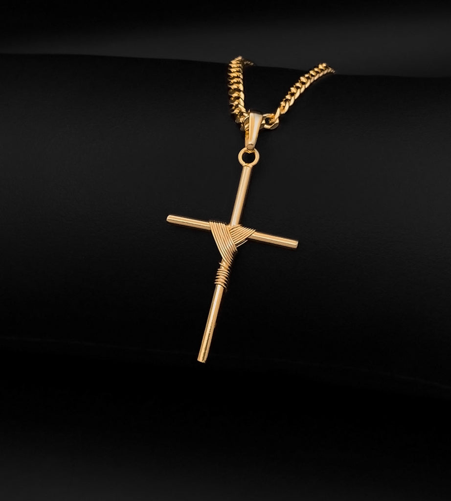 Pingente Cruz Amarrada Banhado a Ouro 18k