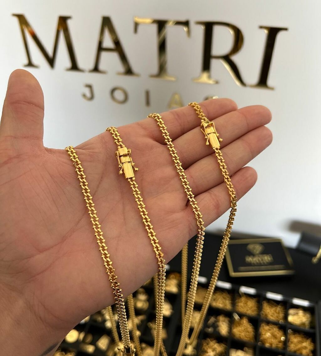 Corrente Grumet Rústica 5mm Banhada a Ouro 18k, foto 6
