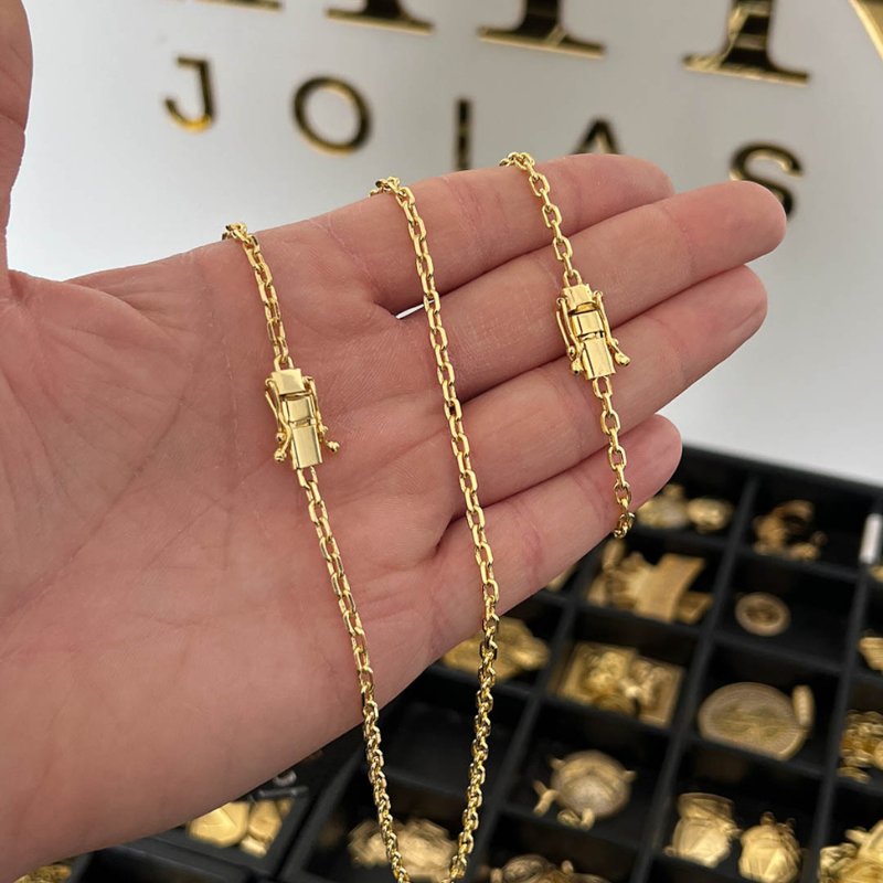 Corrente + Pulseira Cadeado 3mm Banhada a Ouro 18k, foto 2
