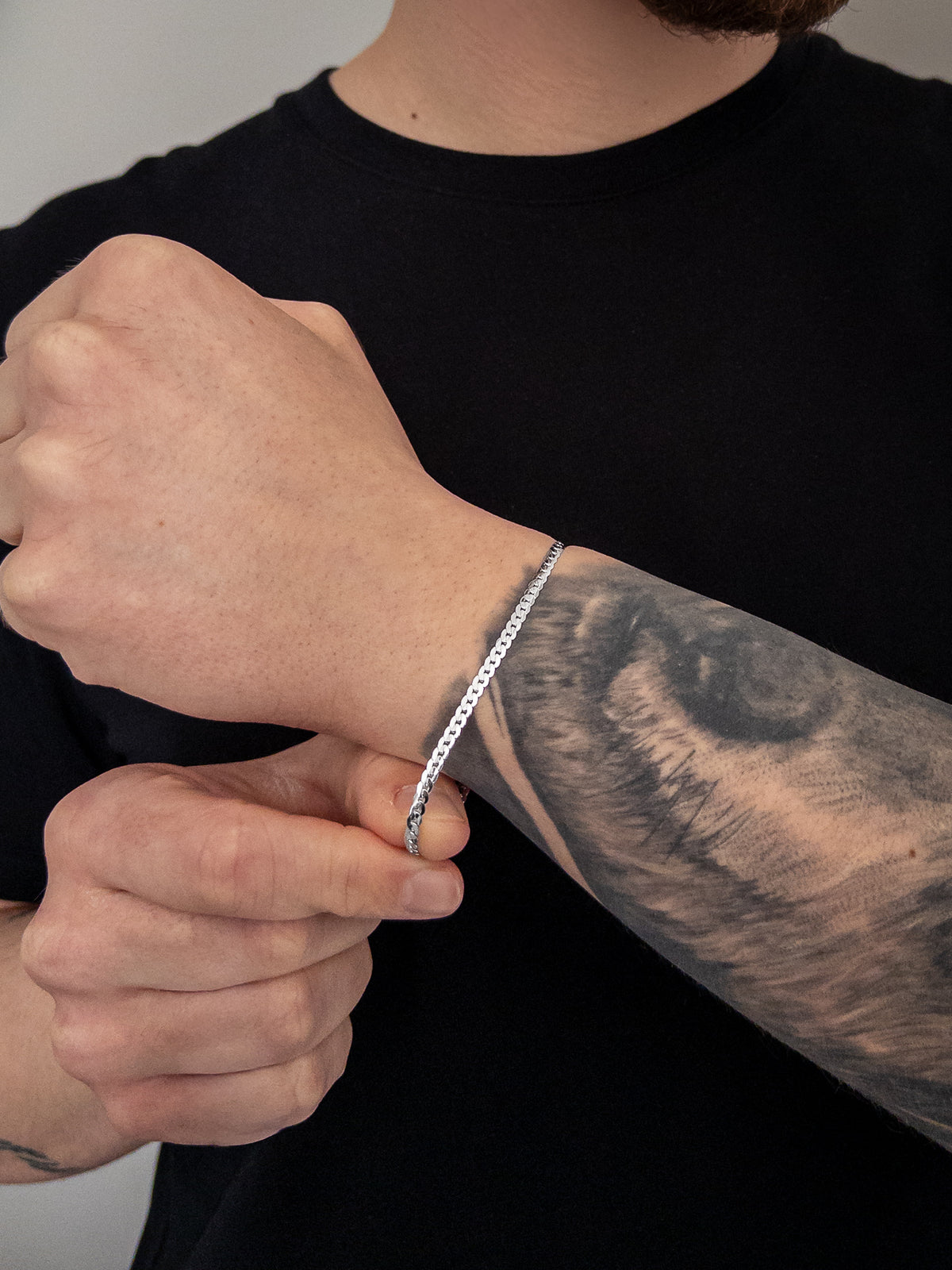 Pulseira Grumet Flat 3mm Banhada a Ouro Branco