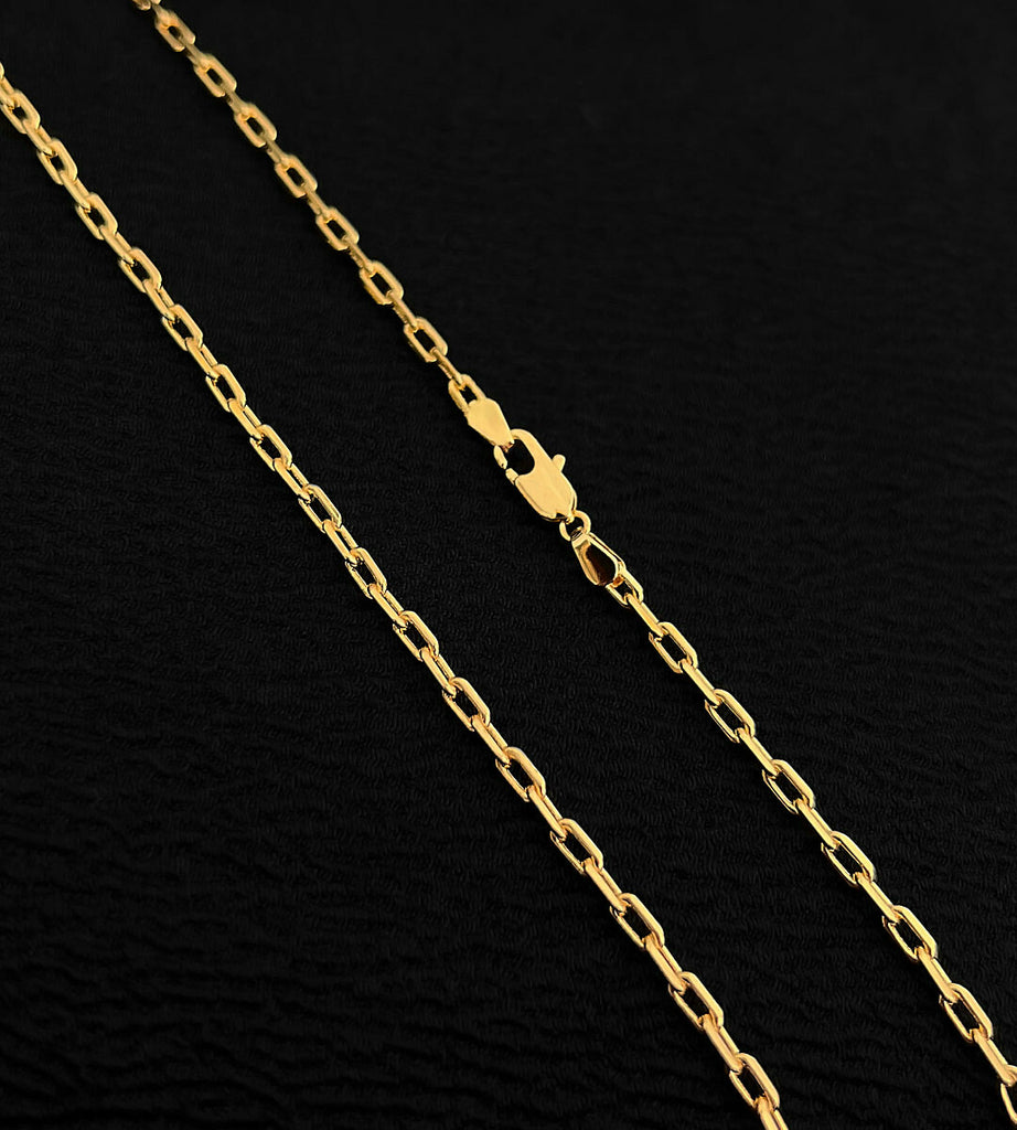 Corrente Cadeado Fino 3mm Fecho Tradicional Banhada a Ouro 18k