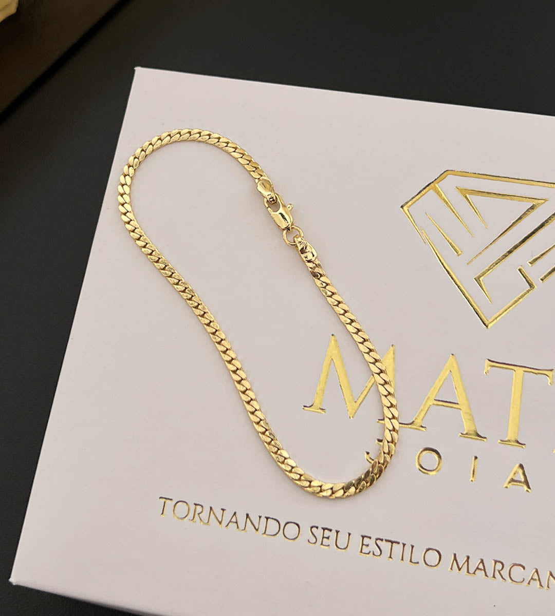 Pulseira Grumet Flat 3mm Banhada a Ouro 18k, foto 5