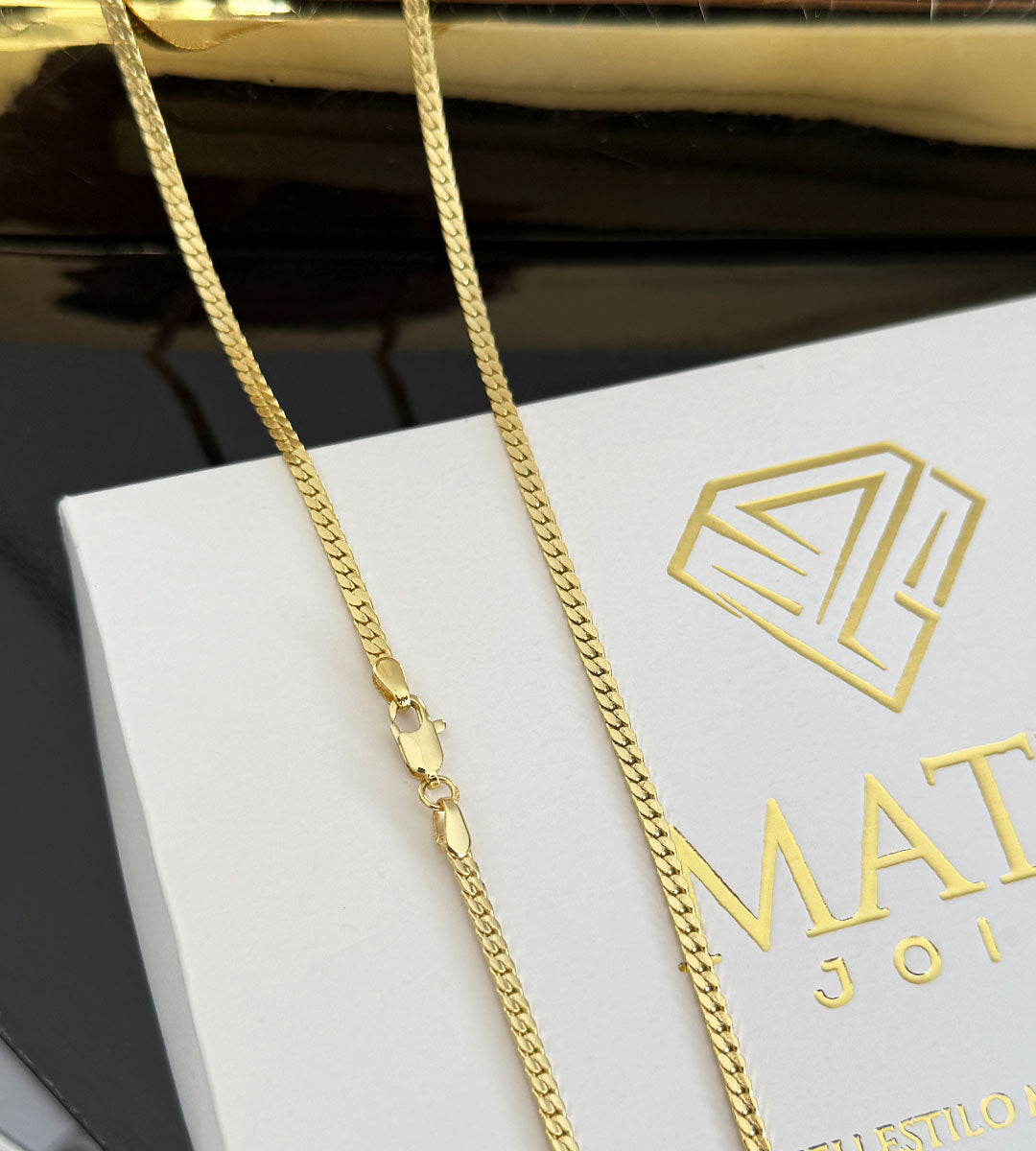 Corrente Grumet Flat 3mm Banhada a Ouro 18k