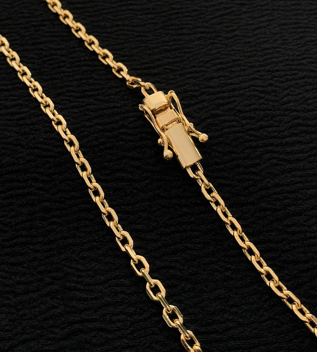 Corrente Cadeado 3mm Fecho Trava Dupla Banhada a Ouro 18k