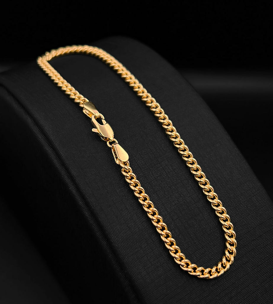 Pulseira Grumet Cuban 3mm Banhada a Ouro 18k