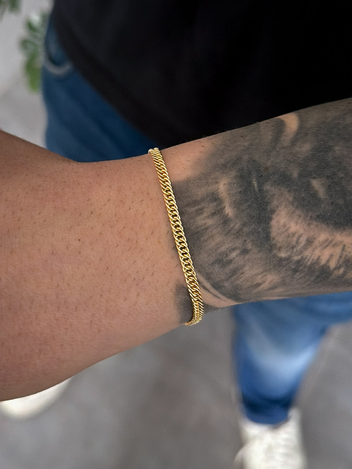 Pulseira Grumet Dupla 3mm Banhada a Ouro 18k