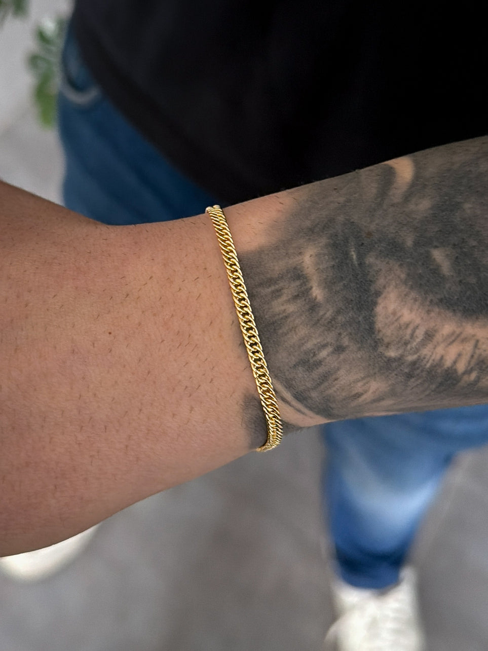 Pulseira Grumet Dupla 3mm Banhada a Ouro 18k