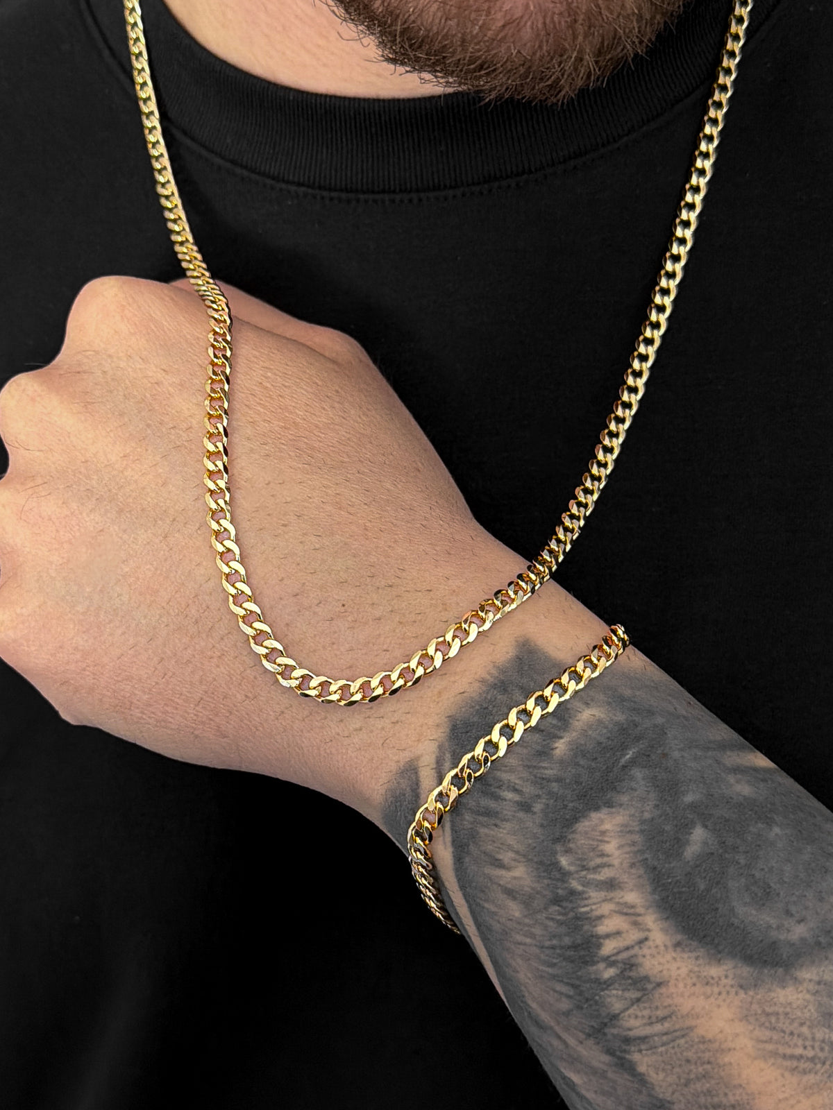 Conjunto Corrente e Pulseira Grumet 5mm Banhado a Ouro 18k, foto 3