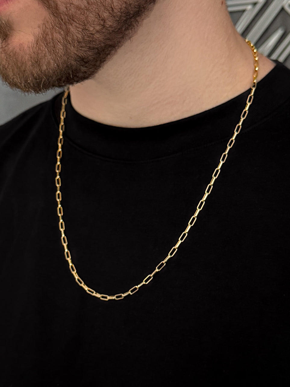 Corrente Cadeado Laminado 3mm Banhada a Ouro 18k