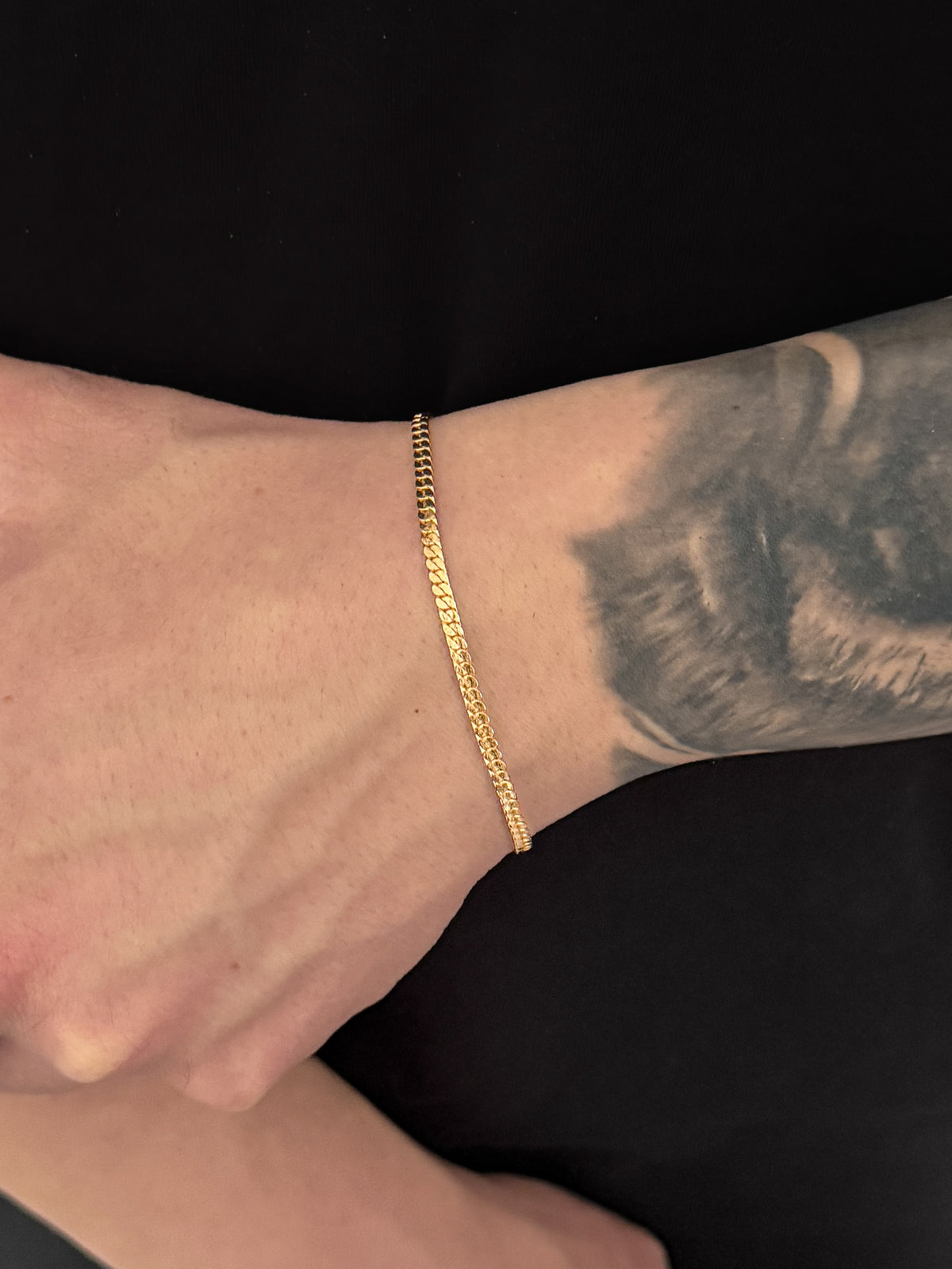 Pulseira Grumet Flat 3mm Banhada a Ouro 18k