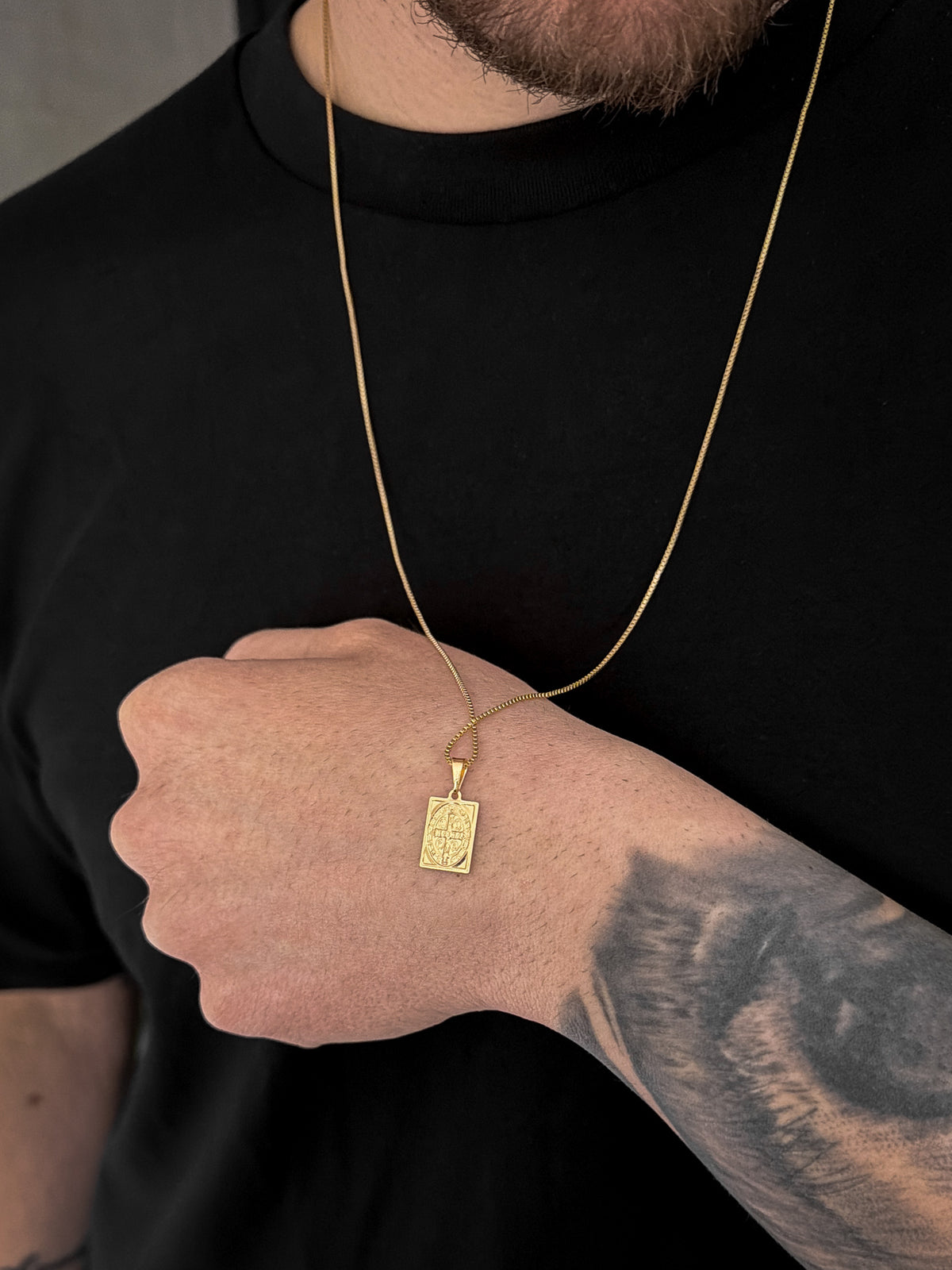 Corrente Veneziana com Pingente Plaquinha São Bento Banhada a Ouro 18k, foto 2
