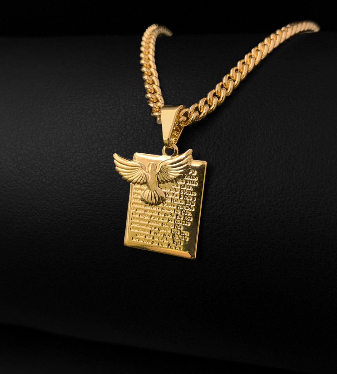 Pingente Pai Nosso e Espirito Santo 1x2cm Banhado a Ouro 18k