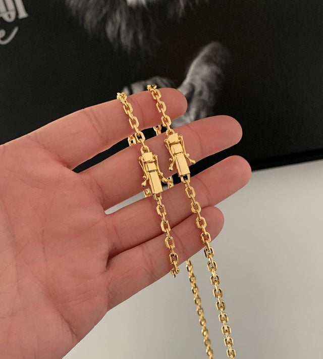 Corrente + Pulseira Cadeado 4mm Fecho Trava Dupla Banhada a Ouro 18k, foto 4
