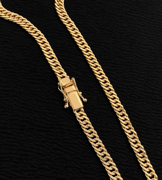 Corrente Grumet Dupla 6mm Fecho Trava Dupla Banhada a Ouro 18k