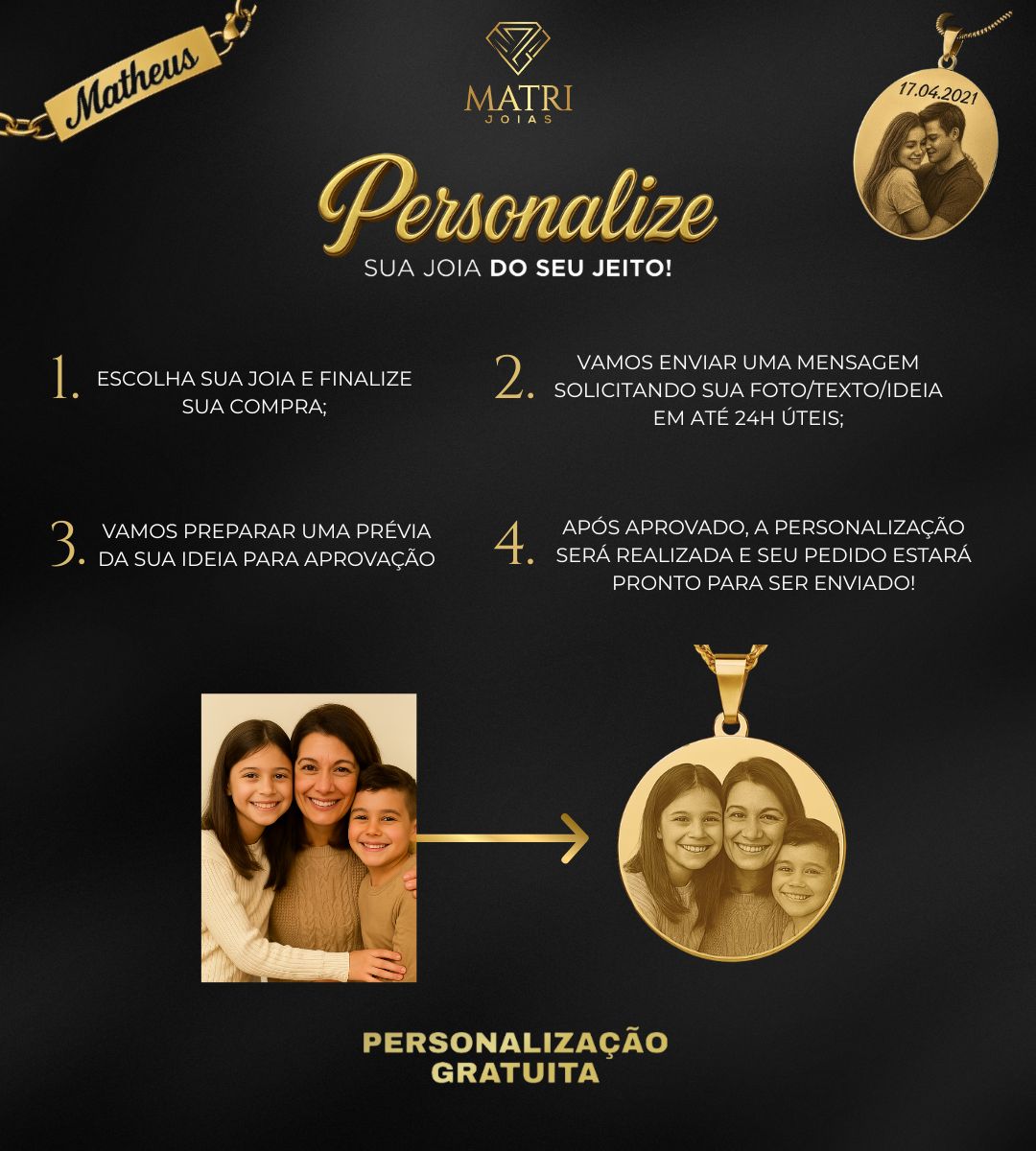 Pingente Personalizável Plaquinha Arredondada Mini 2x0,5cm Banhado a Ouro 18k, foto 4