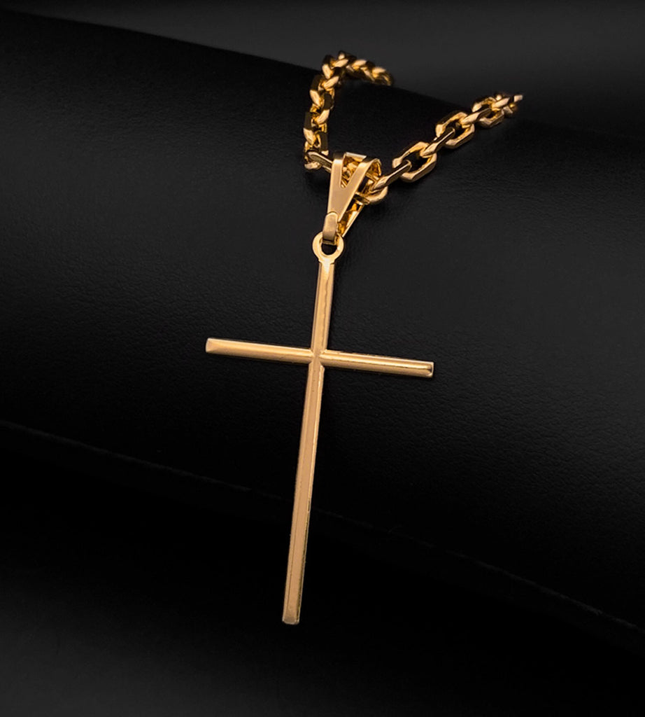 Pingente Cruz Tradicional 5x2.5cm Banhado a Ouro 18k