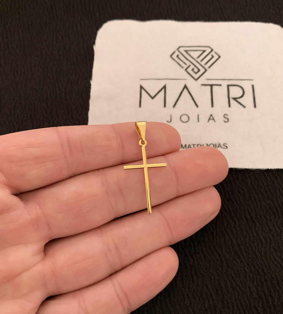 Pingente Cruz Tradicional Banhado a Ouro 18k