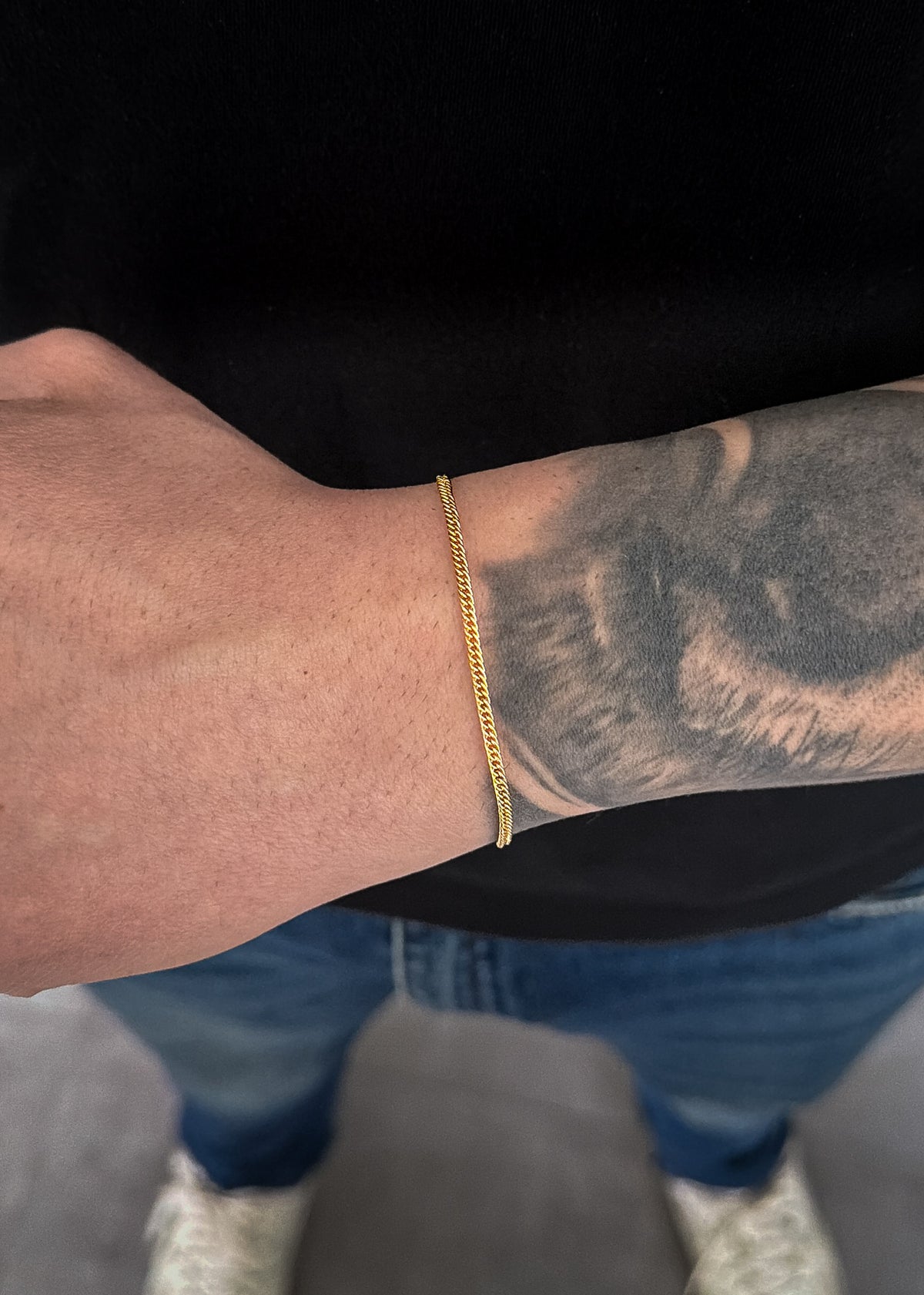 Conjunto Corrente e Pulseira Grumet Dupla 2mm Banhado a Ouro 18k